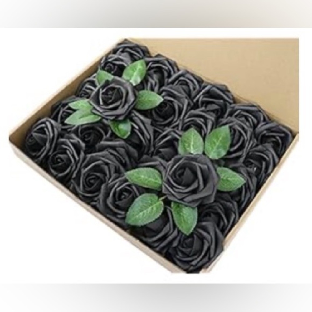 CODE FLORIST Black Foam Roses 20pc Artificial Rose Flowers Event Decor